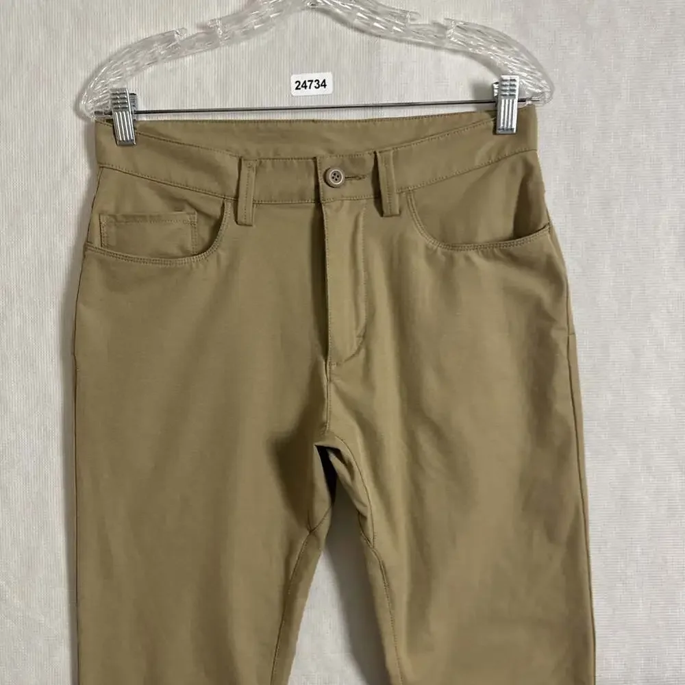 Prana Men's 30/32 Beige Stretch Polyester Slim Fit Chino Pants With Pockets